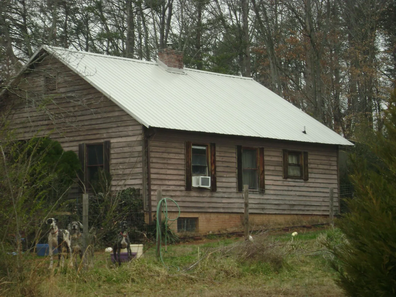 White metal roof on an old wood sided farmhouse, from a Asphalt Shingle Roof Repair job in Oakpark